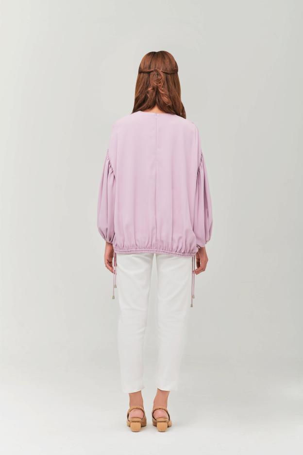 Maeve Lilac Color Balloon Sleeve Top