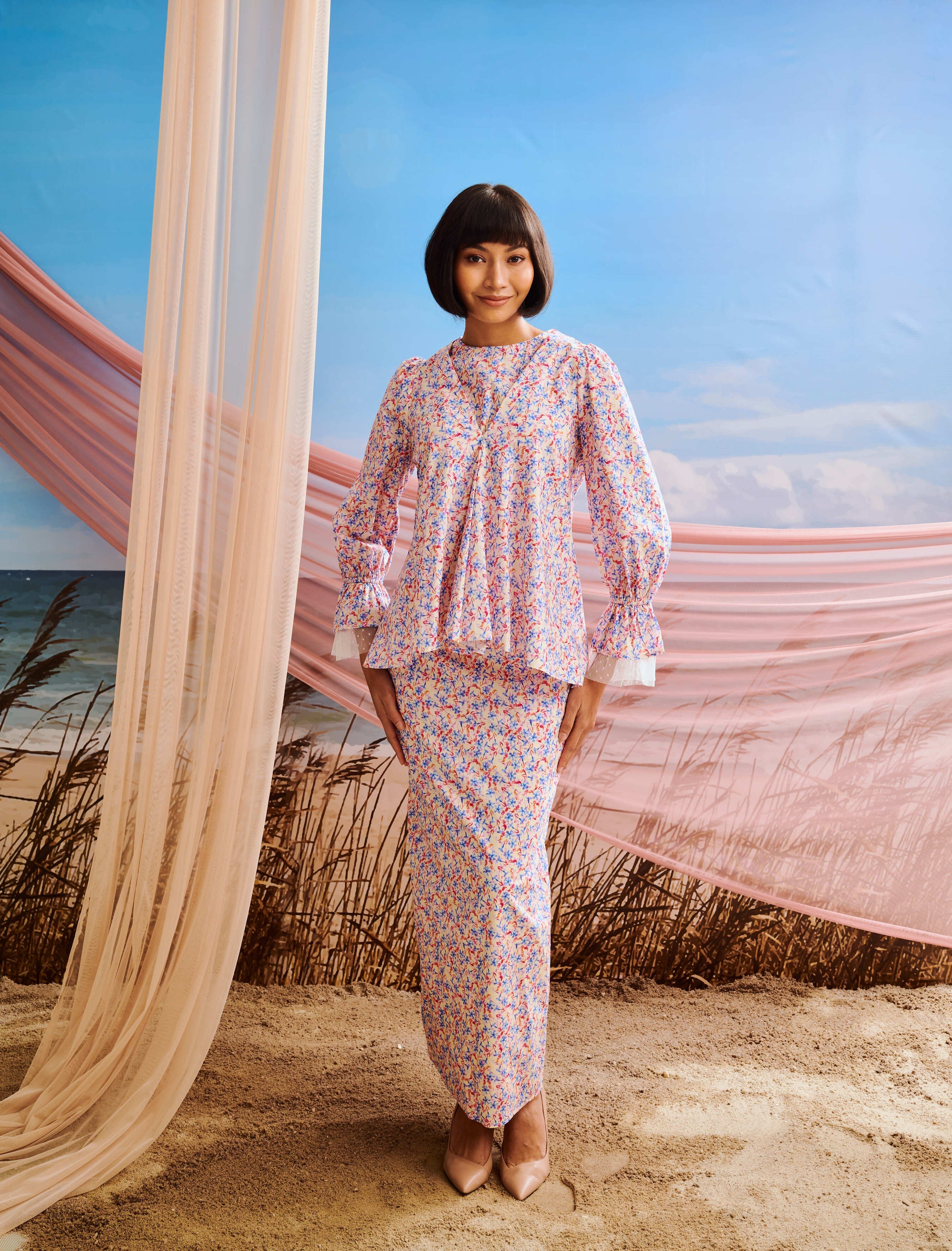 Kasih Puff Sleeves Baju Kurung Set