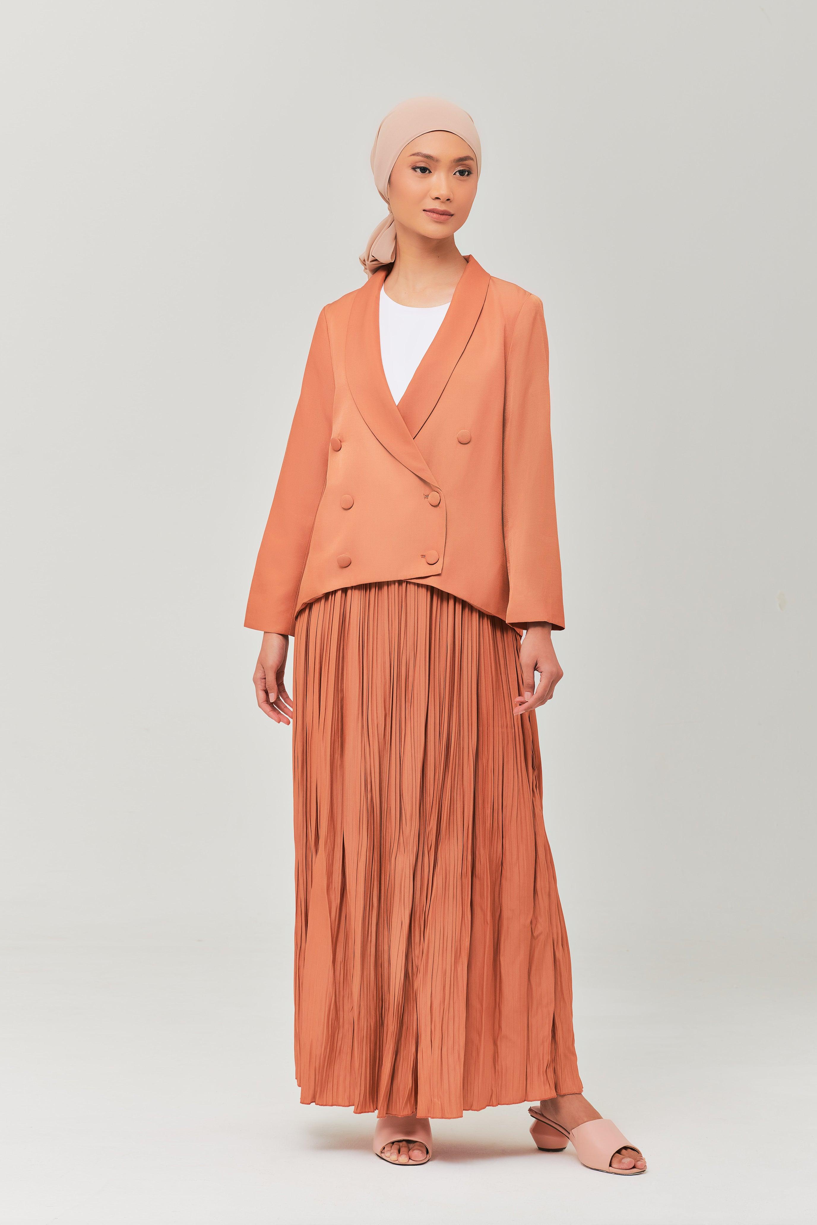 Brown Pleated Skirt - Mimpikita