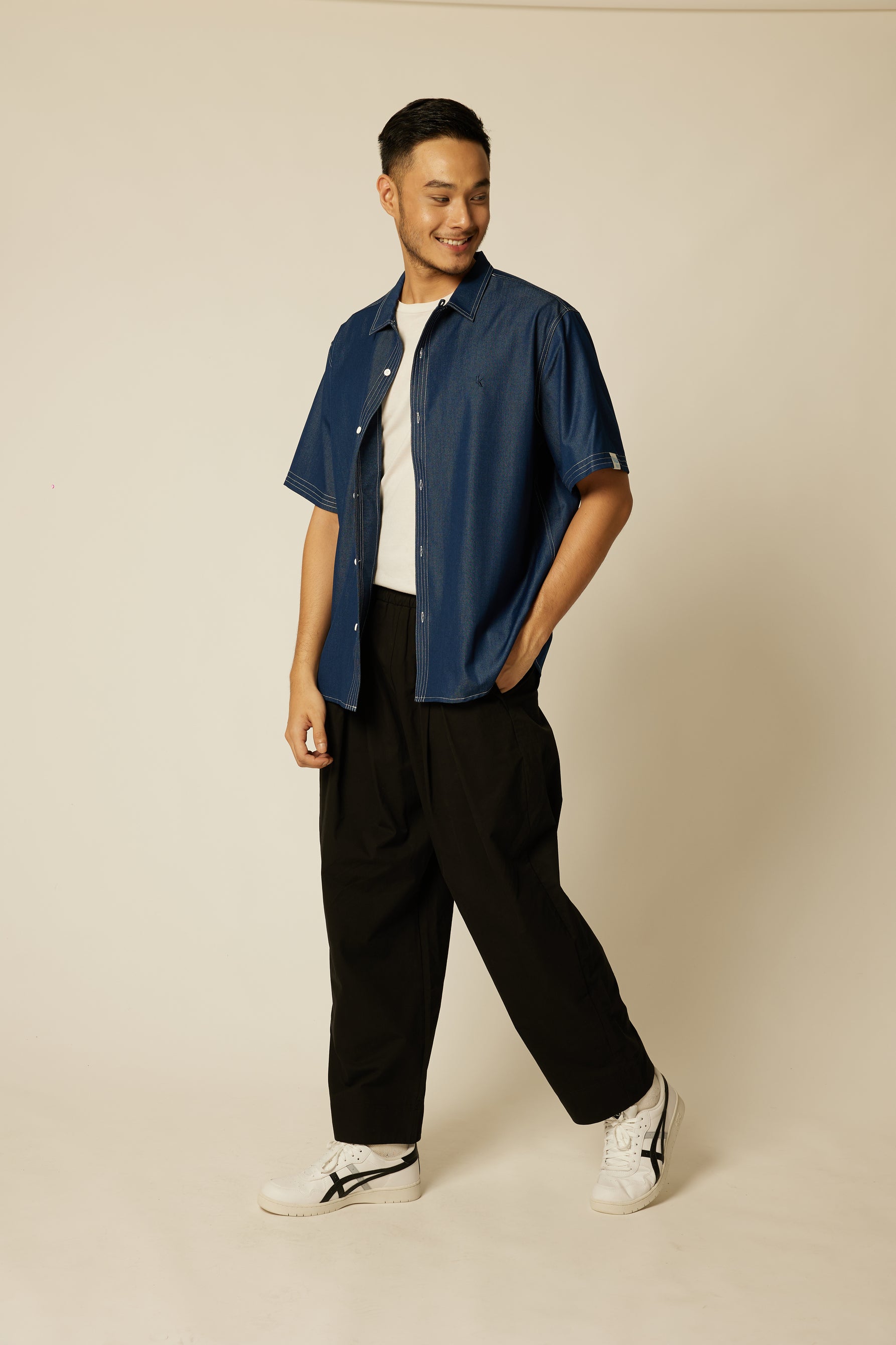 Men's Relaxed Denim Shirt - Dark Blue