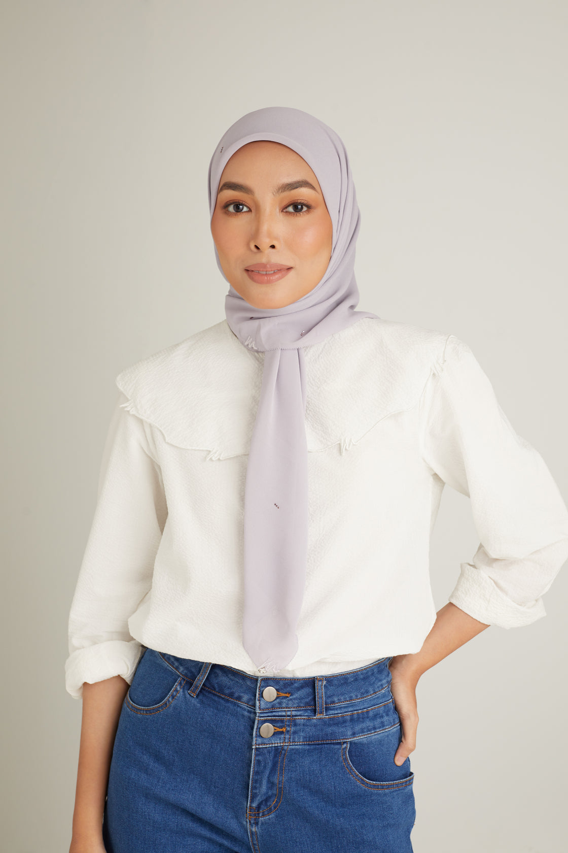 Clara Lilac Grey Head Scarf 