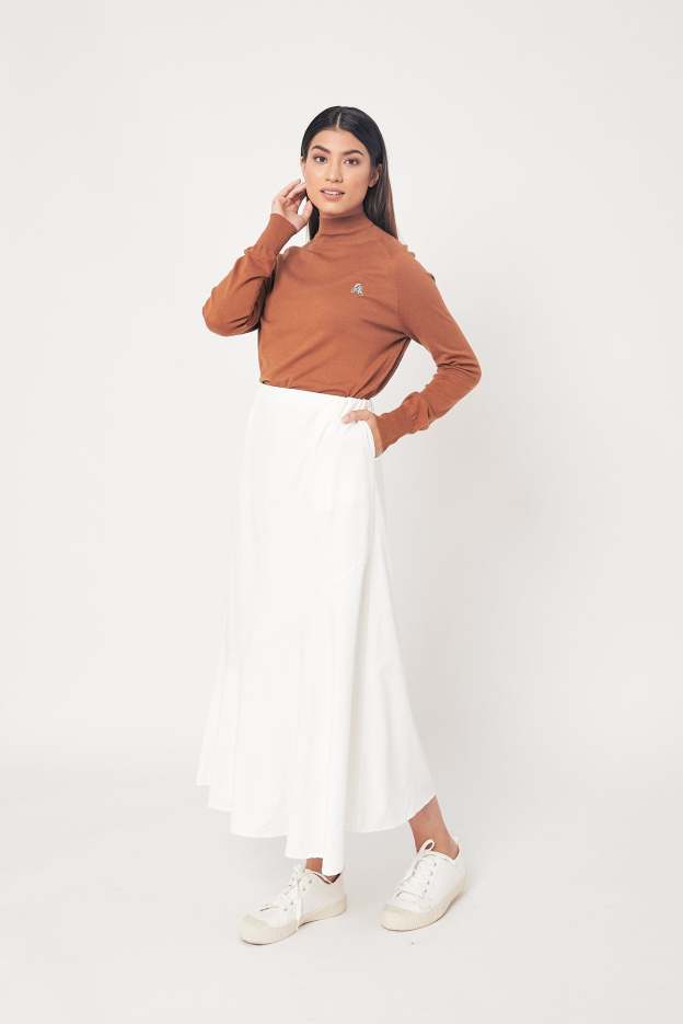 White Side Bias Skirt