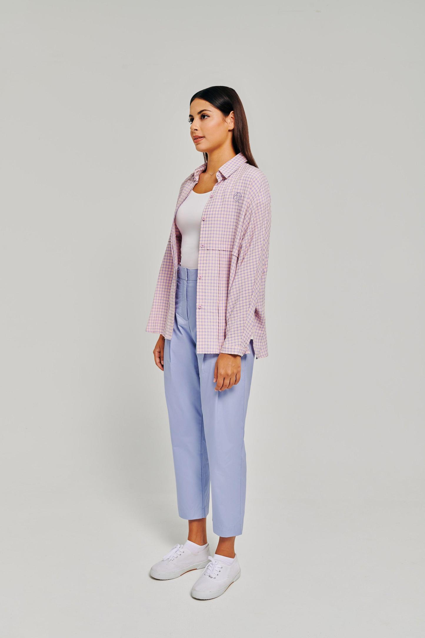 Double Powder Blue Pleated Pants - Mimpikita