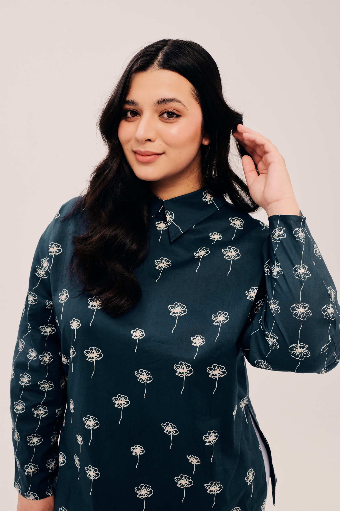 Fleurs Navy Top - Ladies Navy Floral Top