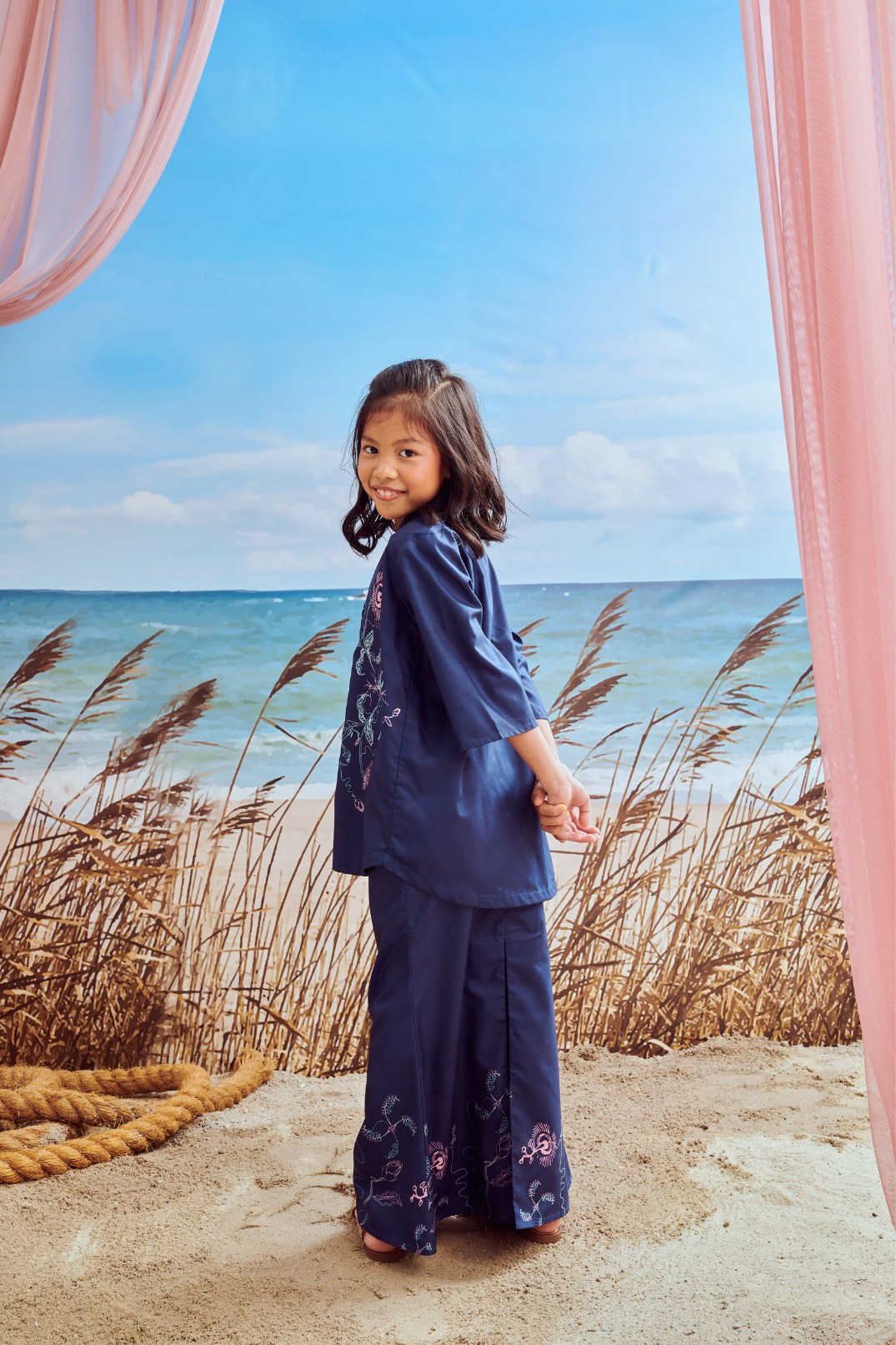 Mini Aisha Navy Blue Kurung