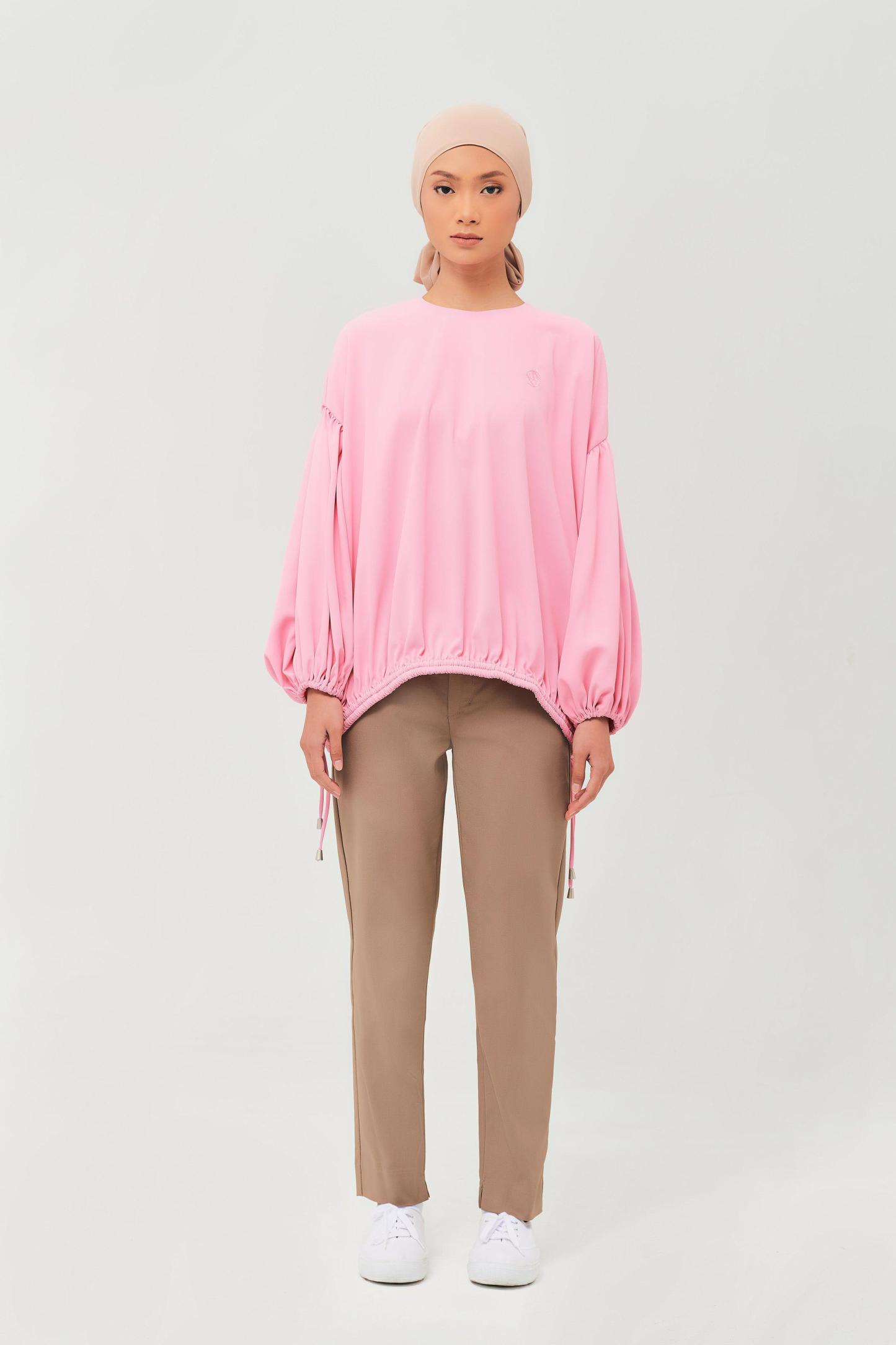 Maeve Pink Balloon Sleeve Top