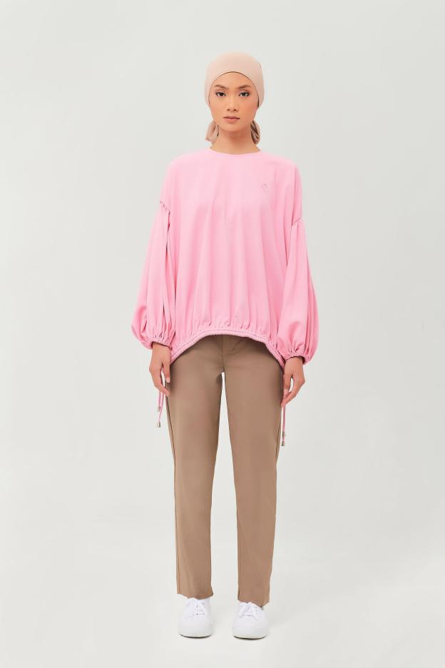 Maeve Pink Balloon Sleeve Top