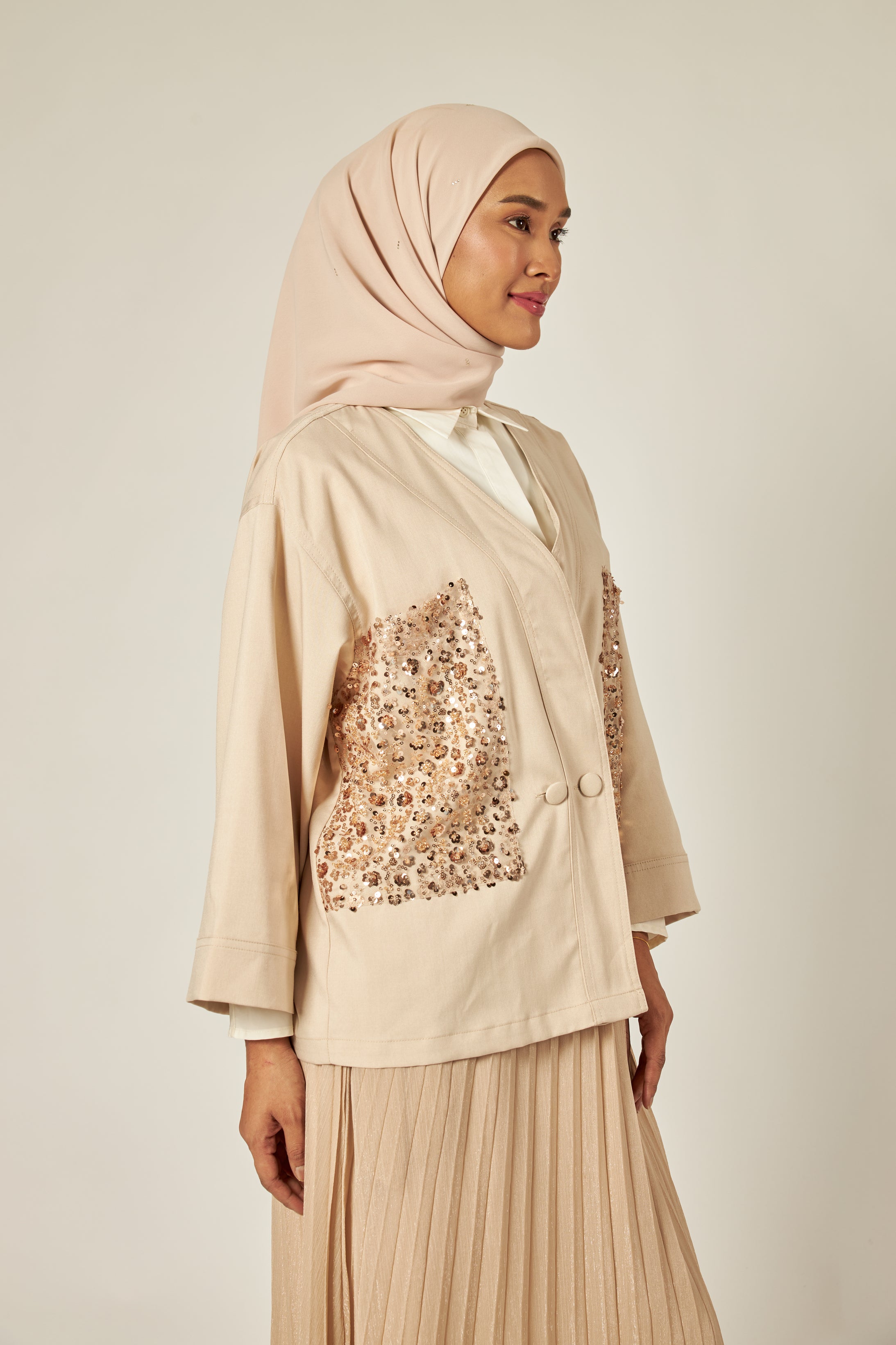 Lucille Nude Sequin Kimono