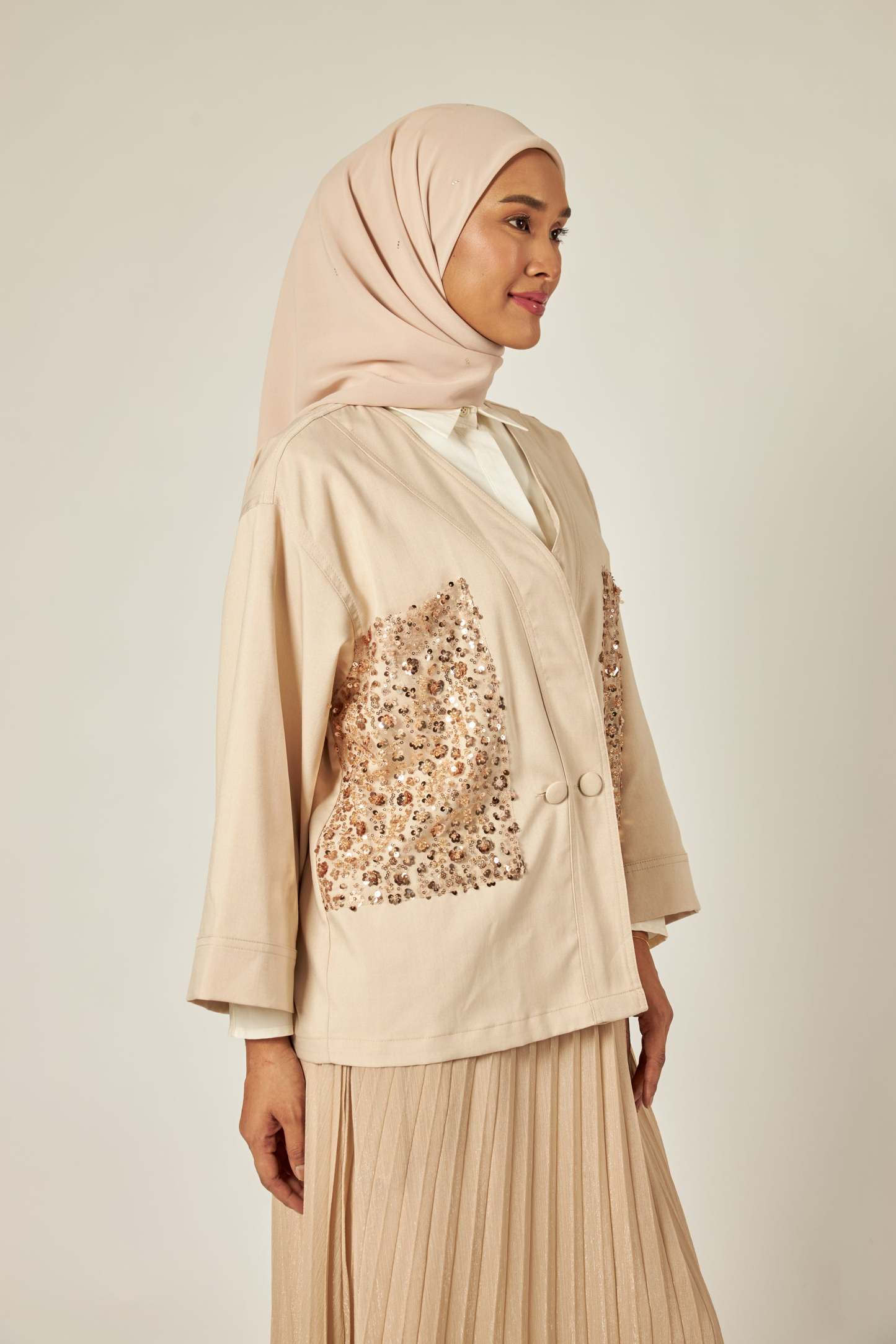 Lucille Nude Sequin Kimono