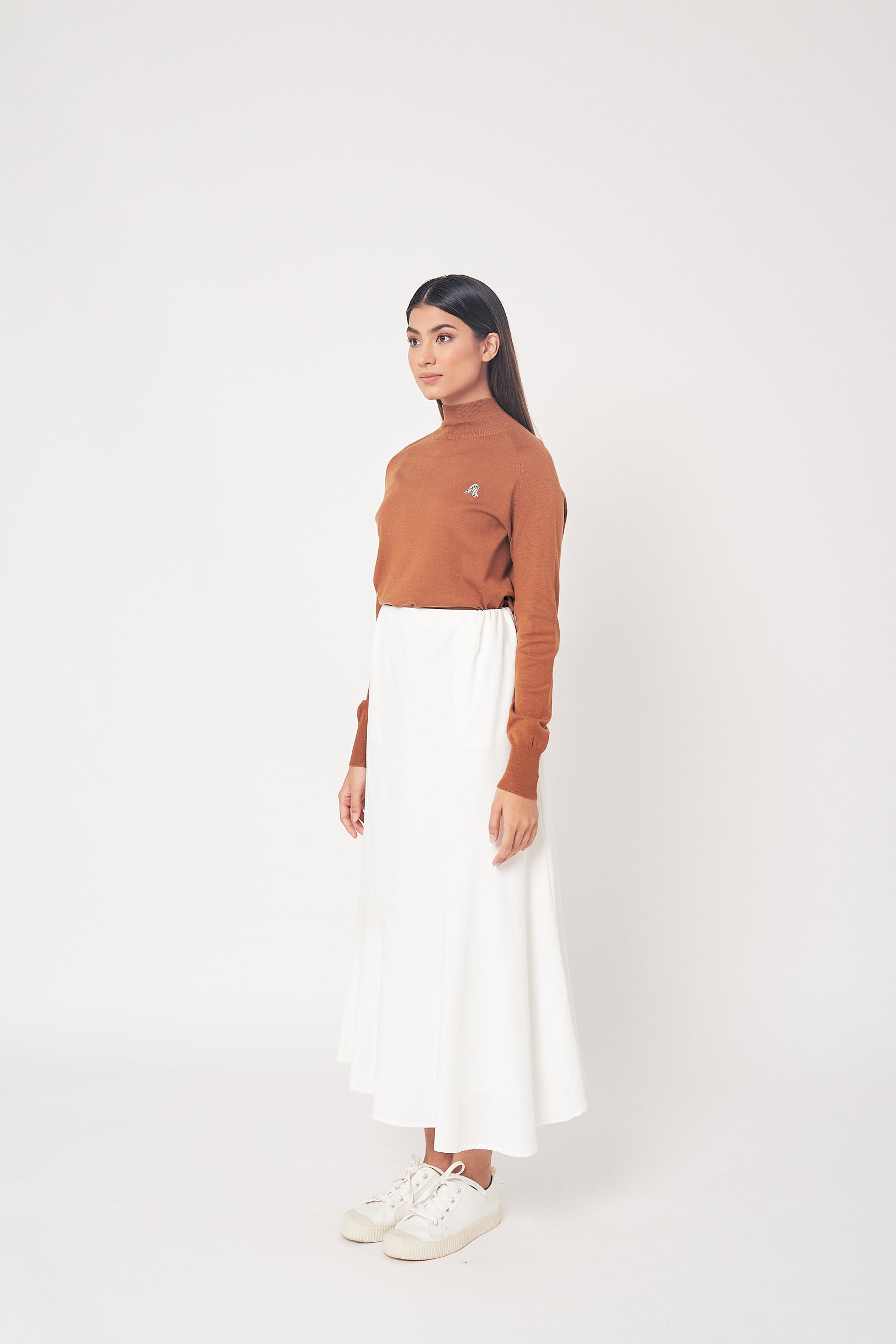 White Side Bias Skirt