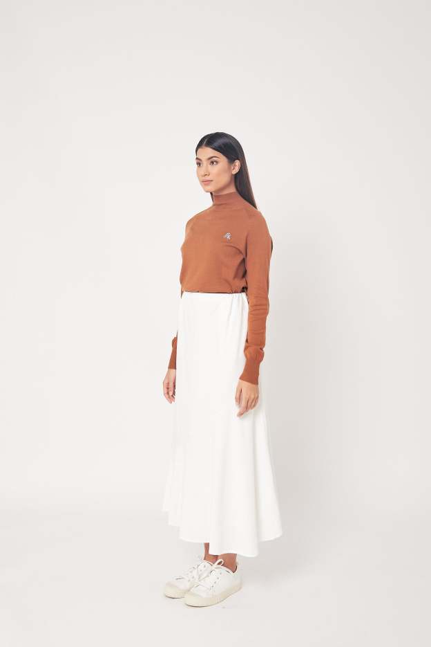White Side Bias Skirt