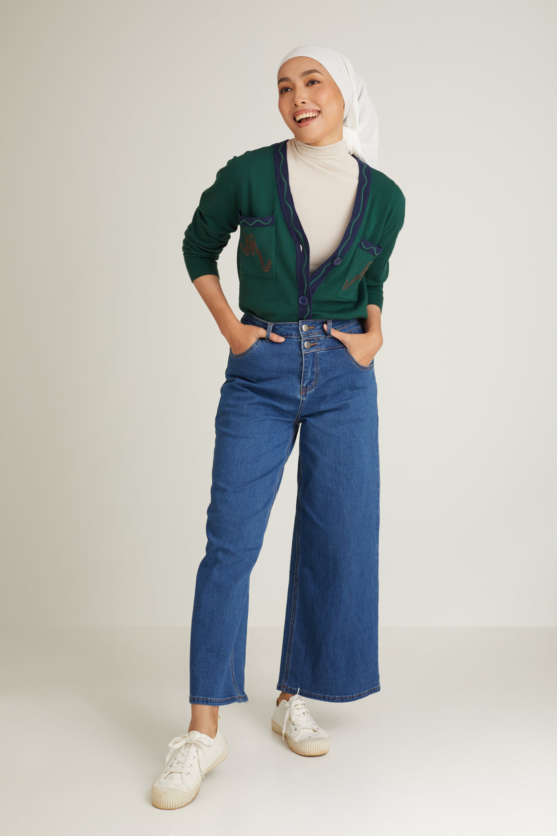 Chéri Emerald Green Wool Cardigan for Women