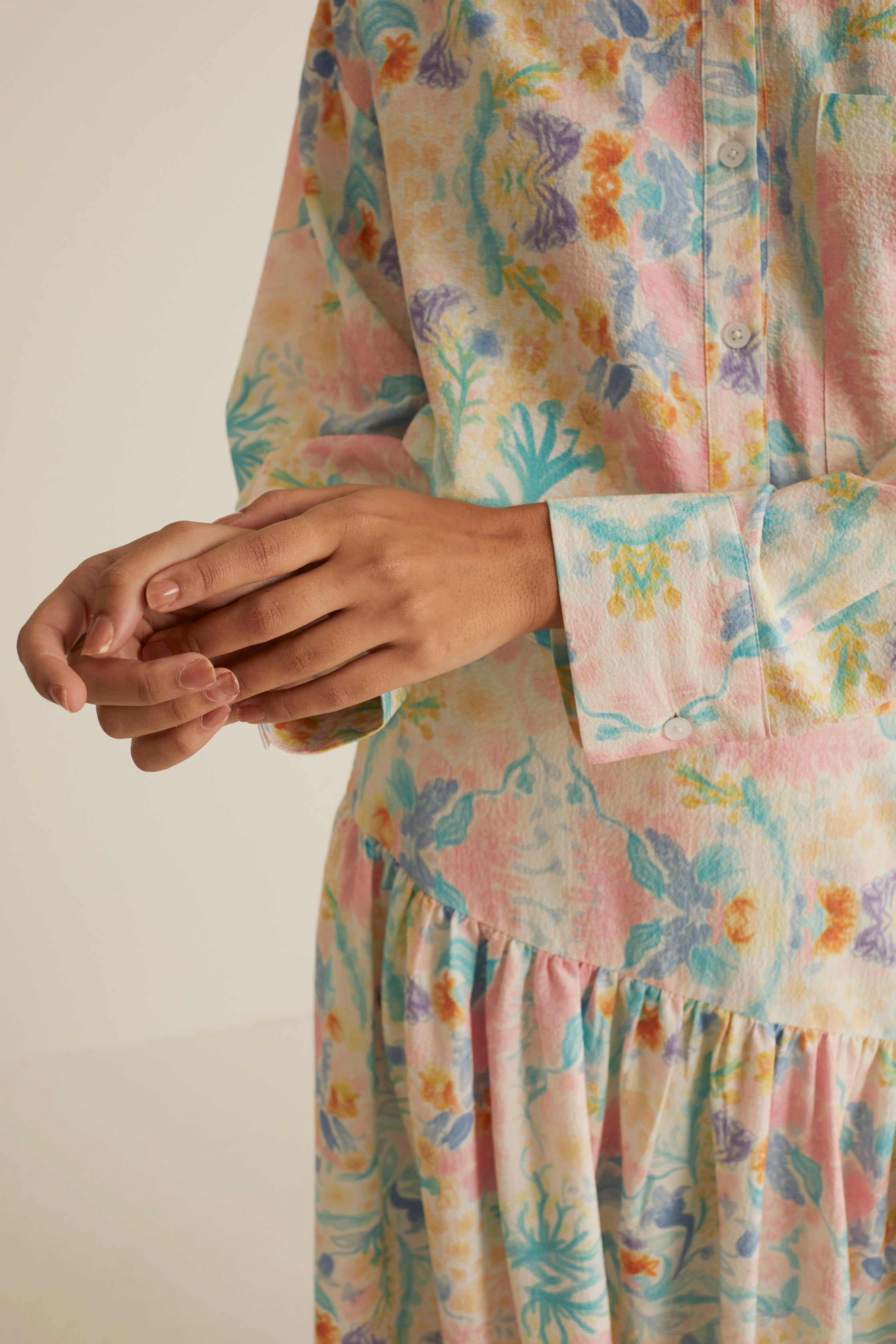 Esme White Printed Shirt with Long Sleeve