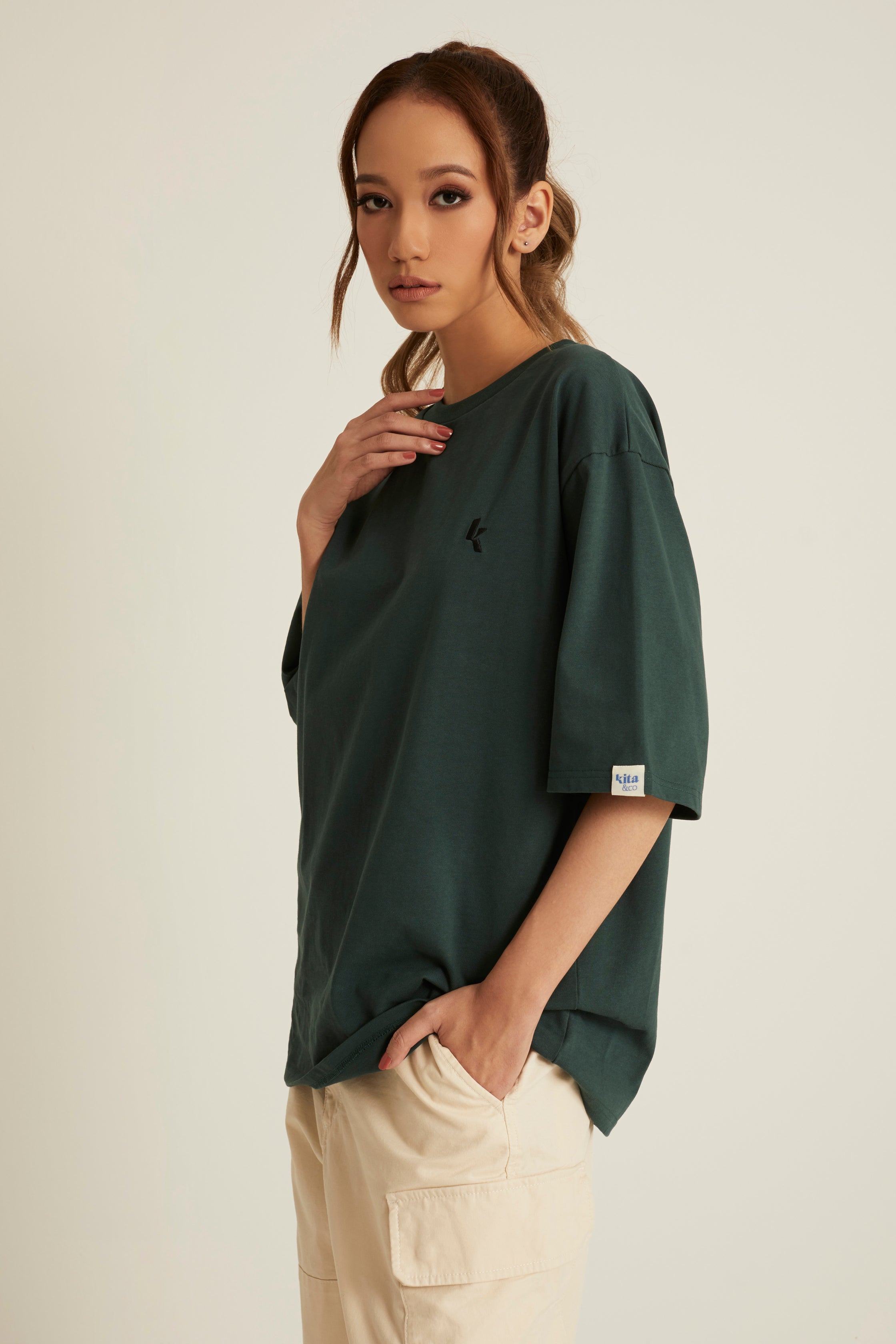 Dark Green Oversized T-Shirt for Men 