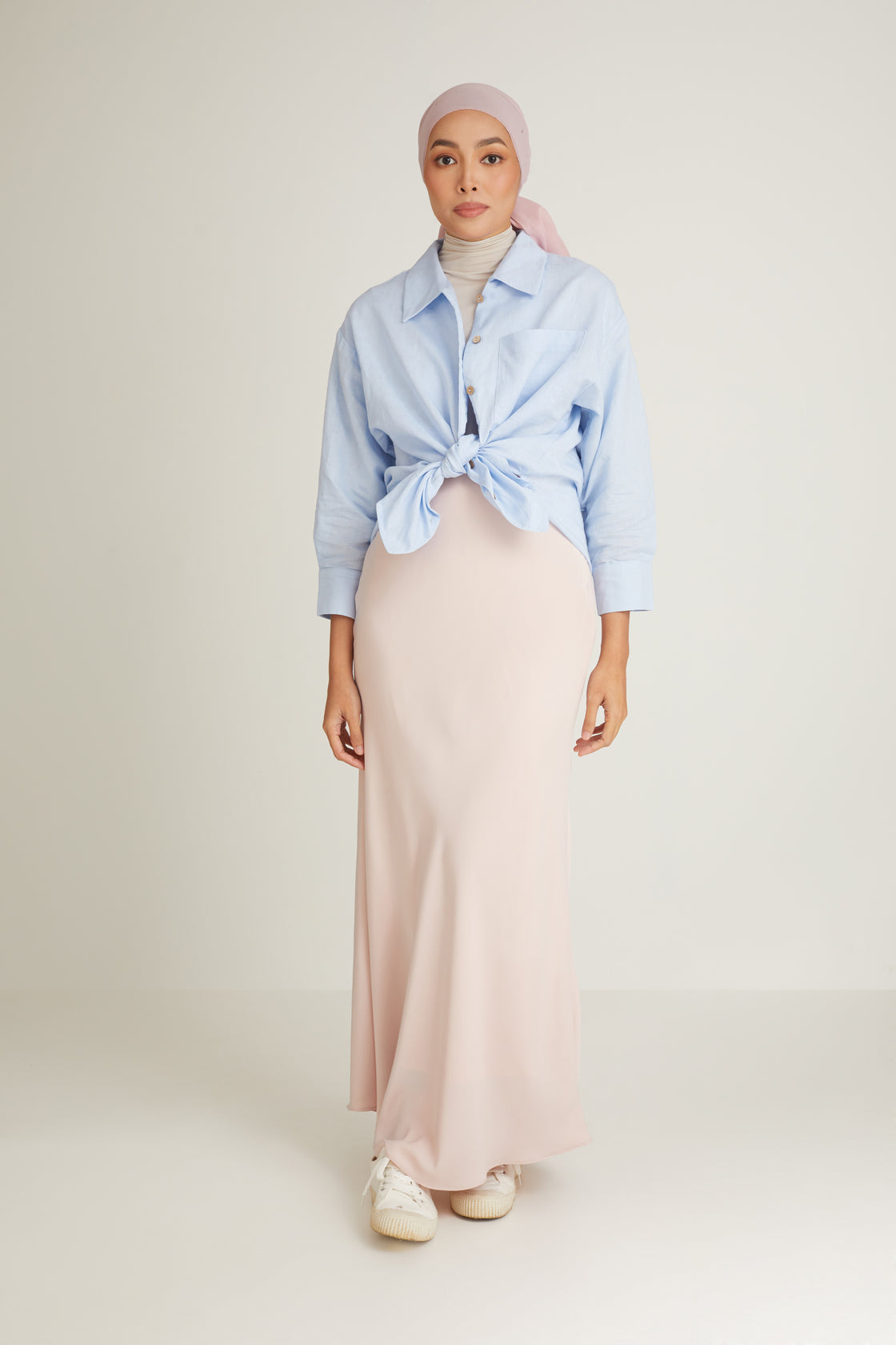 Cariño Soft Pink Bias Skirt 