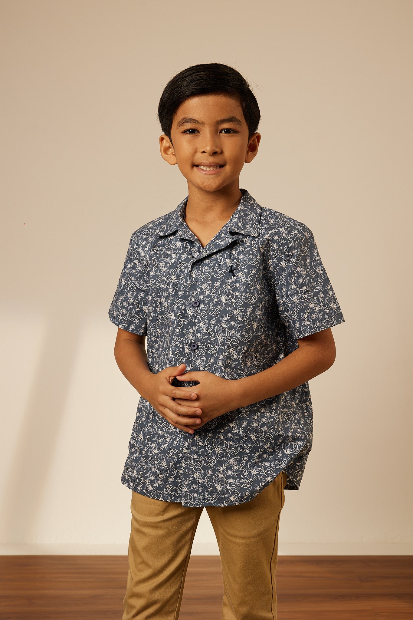 Mini Adi Navy Collared Button-Up Shirt
