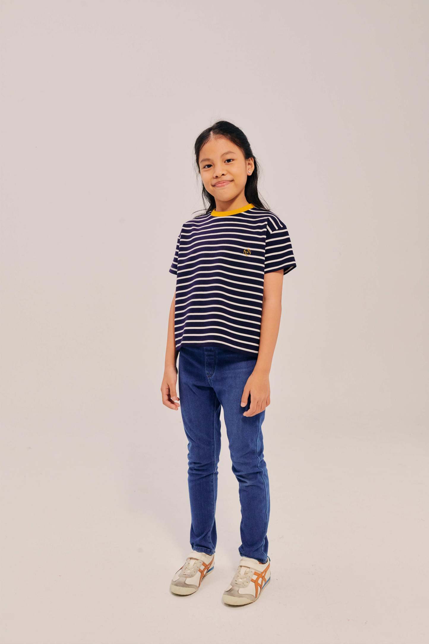Mini Classic Embroidered Navy Short Sleeve Striped Shirt