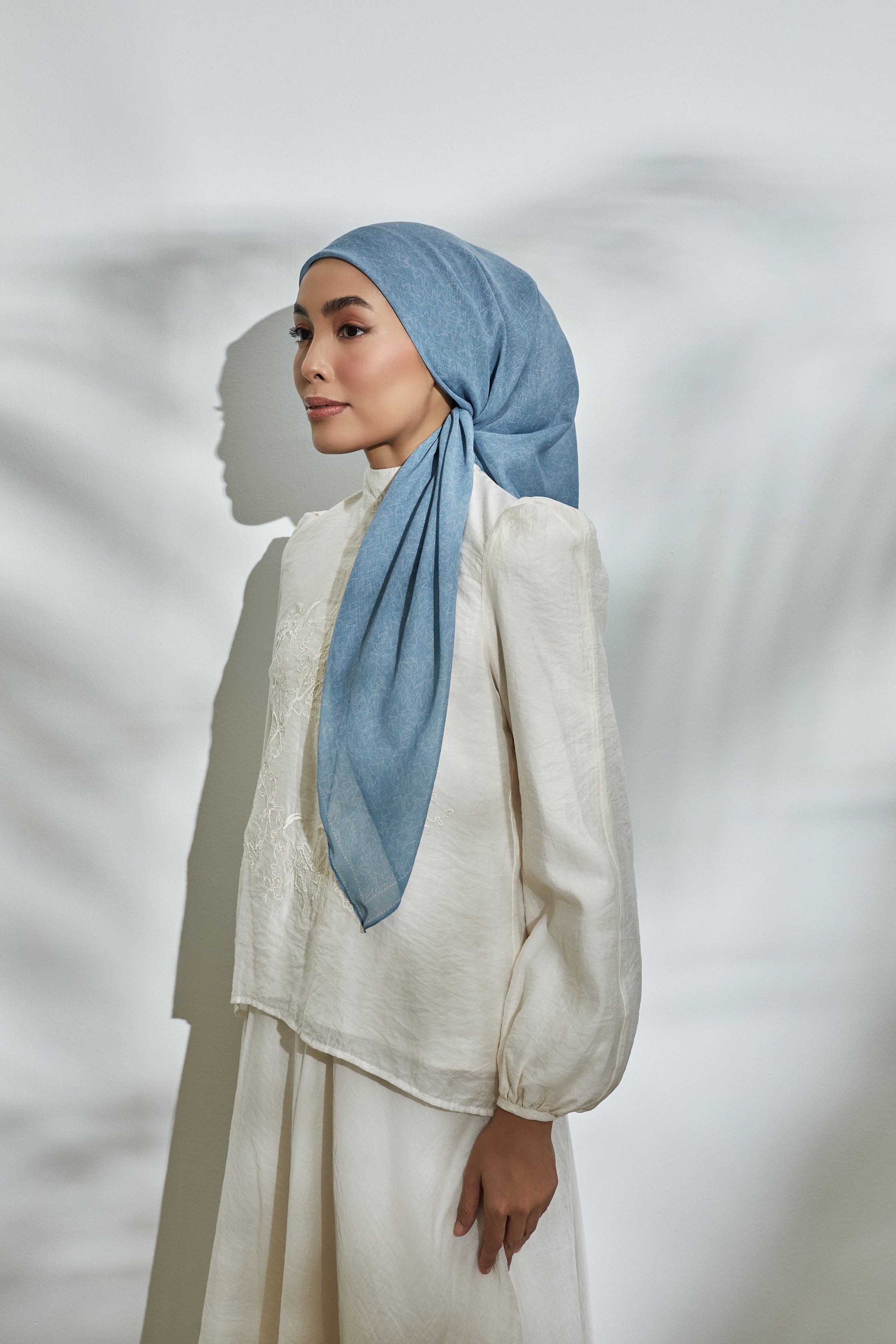 Flown Away Steel Blue Head Square Scarf