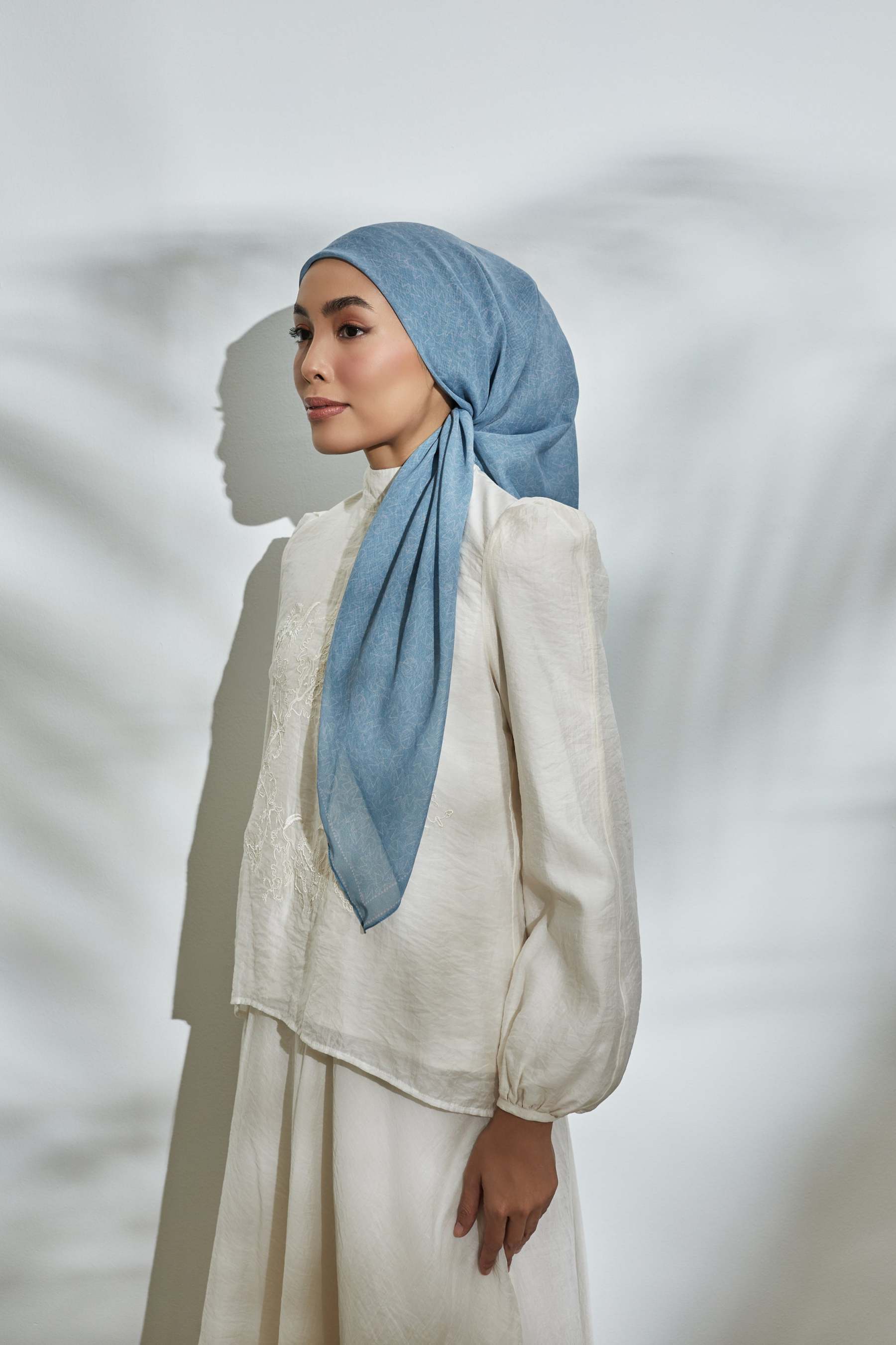 Flown Away Steel Blue Head Square Scarf