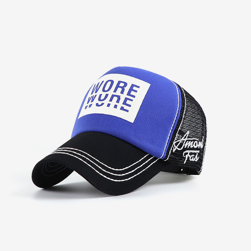 高頂純棉字母印花網眼遮陽帽棒球帽男女同款-uolomall