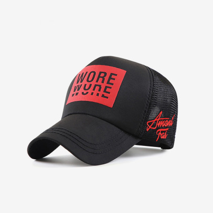 高頂純棉字母印花網眼遮陽帽棒球帽男女同款-uolomall