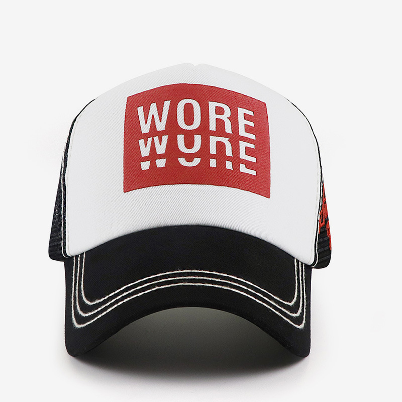 高頂純棉字母印花網眼遮陽帽棒球帽男女同款-uolomall