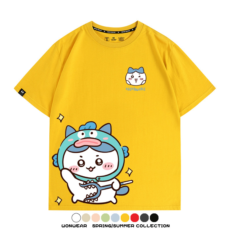 吉伊卡哇chiikawa小可愛吉伊烏薩奇小八聯動情侶短袖純棉T恤上衣