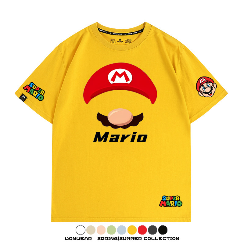 瑪利歐超級瑪麗路易吉兄弟帽子任天堂T恤周邊短袖夏季男潮流寬鬆