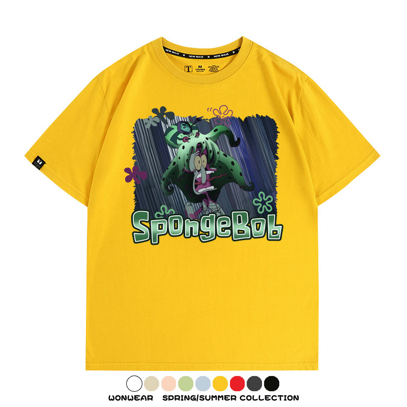 海綿寶寶章魚哥聯名JOJO奇妙冒險 親子情侶裝寬鬆短袖T