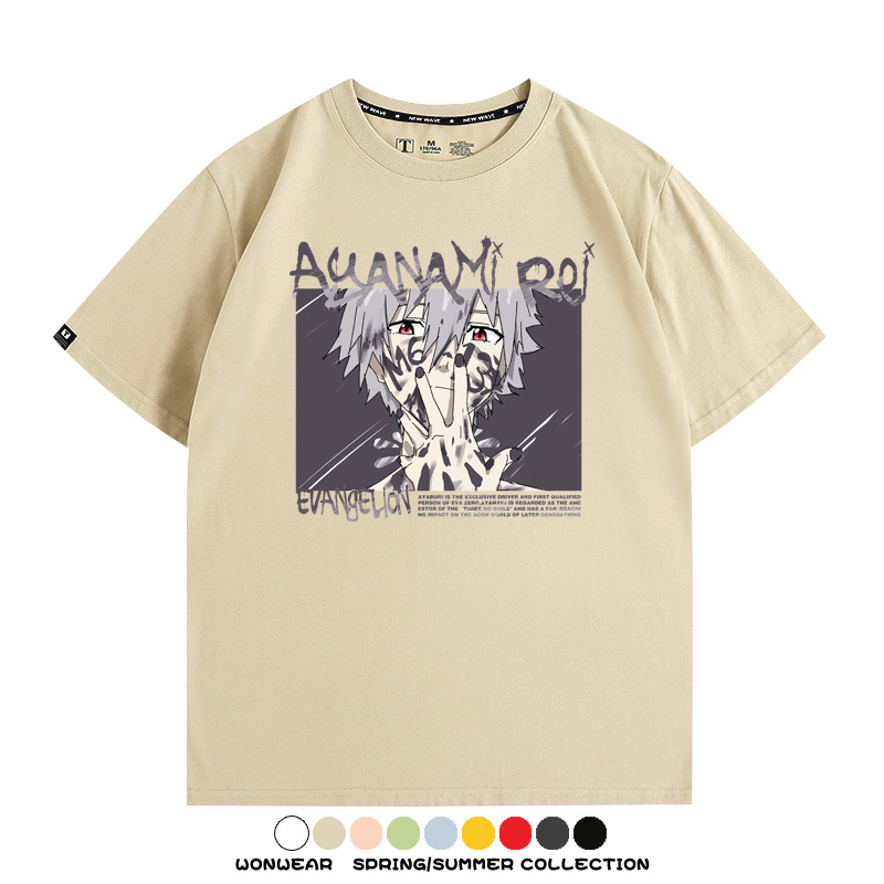 新世紀福音戰士EVA綾波麗明日香褚熏日系潮牌動漫青少年夏純棉T恤