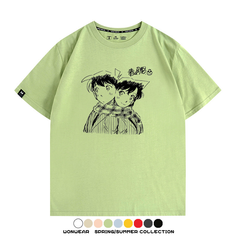 名偵探柯南灰原哀小蘭潮牌情侶原畫聯動周邊短袖夏季純棉T恤寬鬆