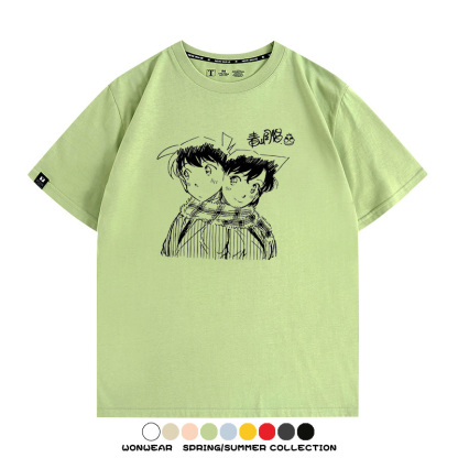 名偵探柯南灰原哀小蘭潮牌情侶原畫聯動周邊短袖夏季純棉T恤寬鬆