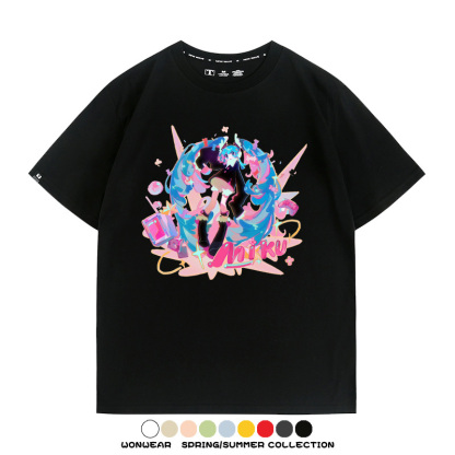 寶可夢歌姬美洛耶塔聯動MIKU初音未來周邊短袖T恤衫夏季純棉上衣寬鬆