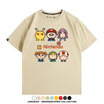 任天堂主機遊戲瑪利歐薩爾達T恤聯動周邊純棉短袖夏季青少年寬鬆