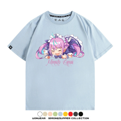 Hololive虛擬主播vtuber湊阿庫婭 親子情侶裝寬鬆短袖T