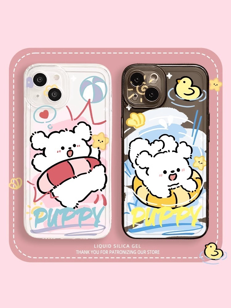 蘋果 系列線條小狗透明防摔軟殼