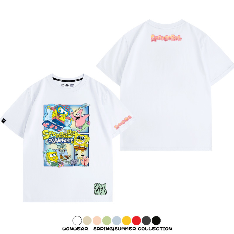海綿寶寶 卡通潮牌周邊情侶寬鬆短袖t-shirt