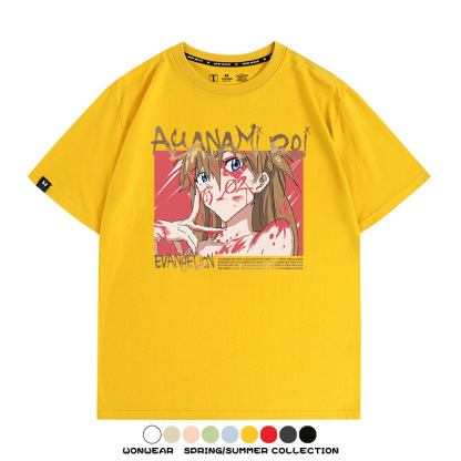 新世紀福音戰士EVA綾波麗明日香褚熏日系潮牌動漫青少年夏純棉T恤