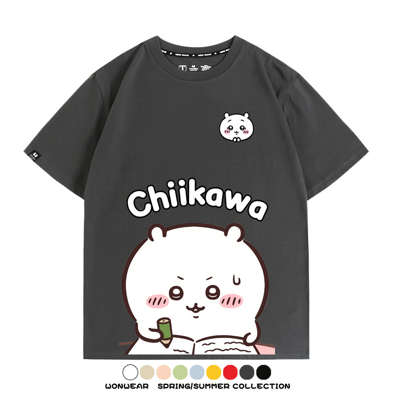 Chiikawa日系萌系吉伊卡哇可愛小八烏薩奇聯名短袖夏男純棉T恤衫