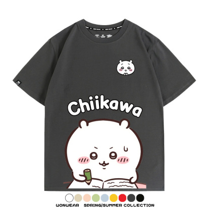Chiikawa日系萌系吉伊卡哇可愛小八烏薩奇聯名短袖夏男純棉T恤衫