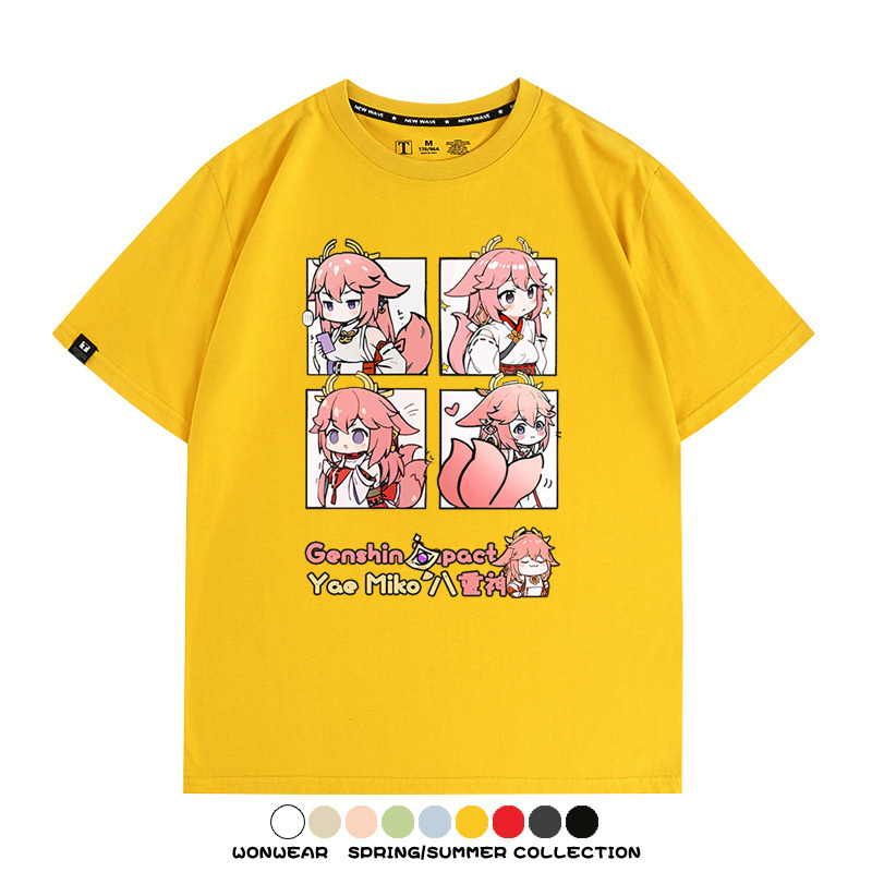 原神遊戲散兵可莉芙寧娜胡桃可愛Q版二次元周邊夏男純棉T恤衫短袖