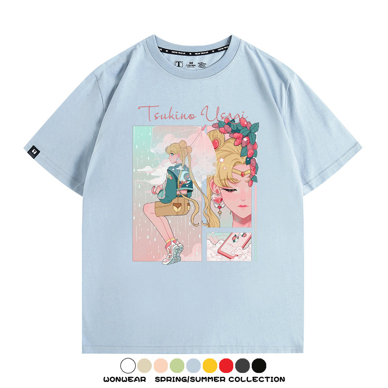 美少女戰士聯名t恤日系卡通動漫月野兔周邊純棉短袖夏季寬鬆百搭