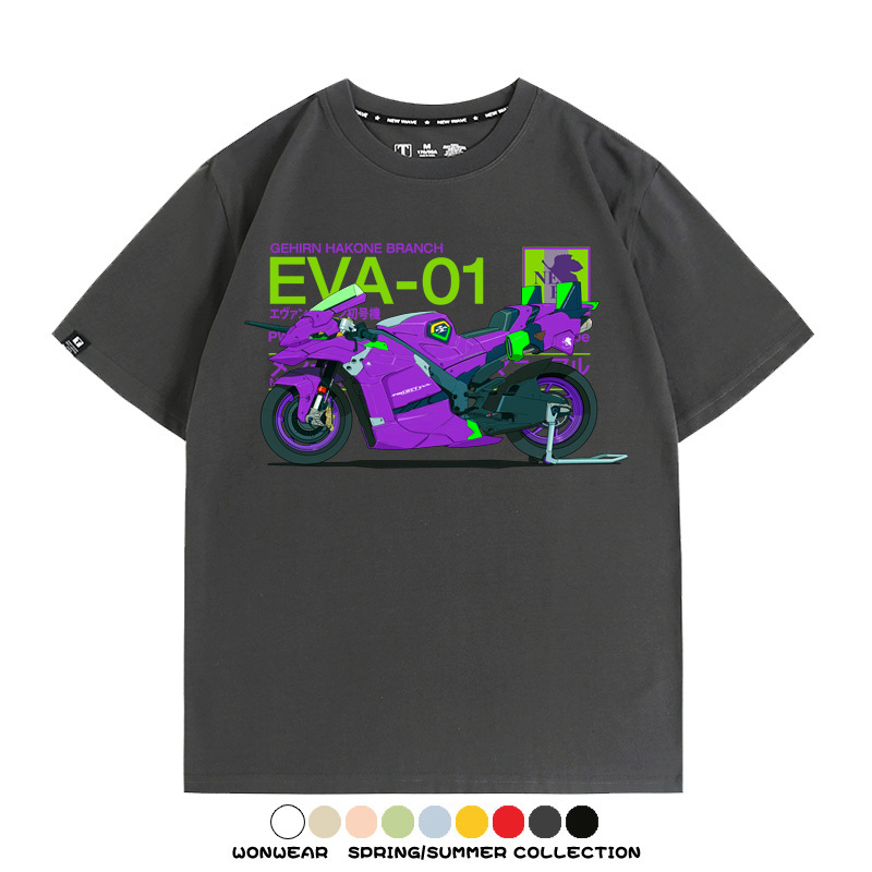 EVA初號機摩托車聯名 親子情侶裝寬鬆短袖T