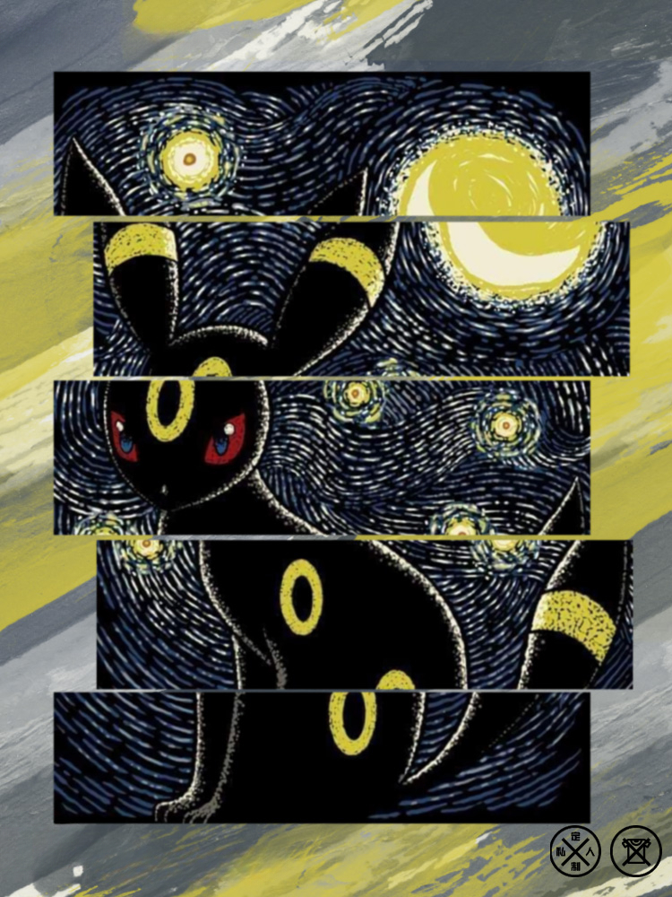 月亮伊布梵高星月夜聯名純棉t恤衫精靈寶可夢卡通動漫周邊短袖男