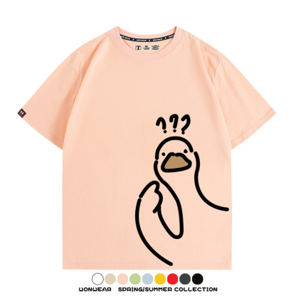 趣味大鵝鴨鴨卡通可愛新款潮流情侶短袖夏季青少年男百搭純棉T恤