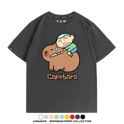 蠟筆小新卡皮巴拉水豚 親子情侶裝寬鬆短袖T