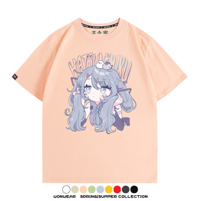 初音未來miku二次元少女元氣動漫周邊短袖夏季情侶純棉T恤男休閒