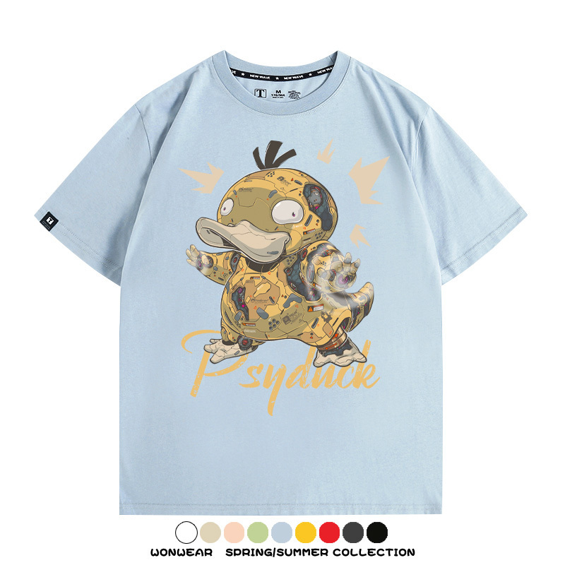 機械可達鴨精靈寶可夢 親子情侶裝寬鬆短袖T