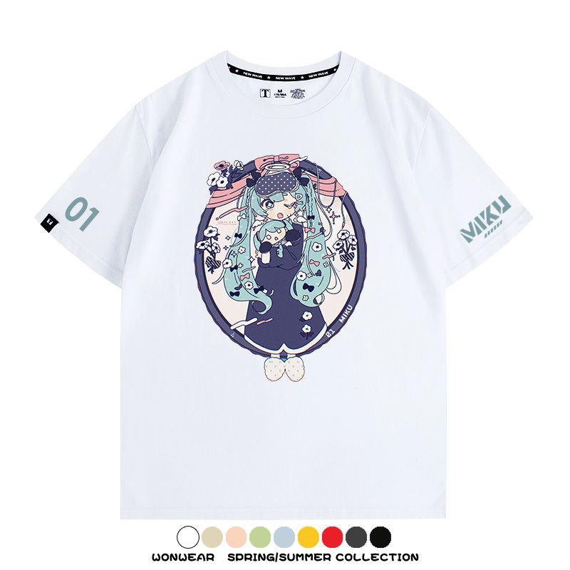 初音未來MIKU 周邊情侶百搭短袖t-shirt