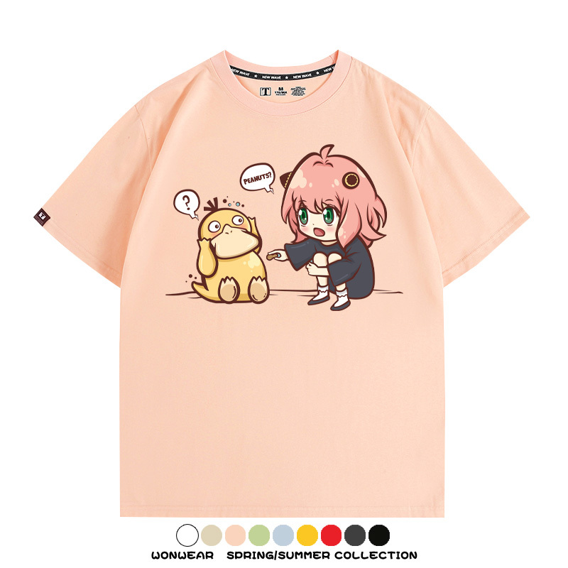 間諜家家酒安妮亞x寶可夢可達鴨 親子情侶裝寬鬆短袖T